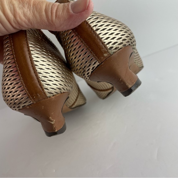 ✨✨Luz da Lua Vintage Gold Asymmetrical Heel Kitten Heels - ✨✨ - Picture 7 of 10